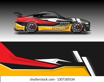 Car Wrap Decal Design Vector. Graphic Abstract Background Kit Designs For Vehicle, Race Car, Rally, Livery