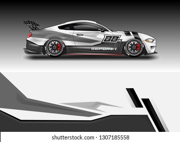 Car wrap decal design vector. Graphic abstract background kit designs for vehicle, race car, rally, livery