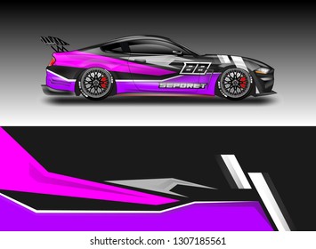 Car wrap decal design vector. Graphic abstract background kit designs for vehicle, race car, rally, livery