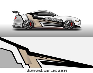 Car wrap decal design vector. Graphic abstract background kit designs for vehicle, race car, rally, livery