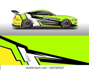 Car wrap decal design vector. Graphic abstract background kit designs for vehicle, race car, rally, livery