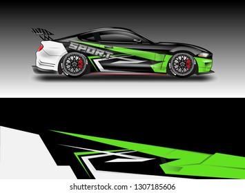 Car wrap decal design vector. Graphic abstract background kit designs for vehicle, race car, rally, livery