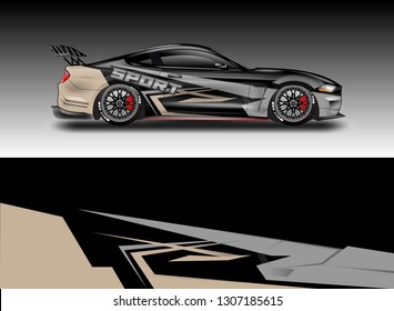 Car wrap decal design vector. Graphic abstract background kit designs for vehicle, race car, rally, livery