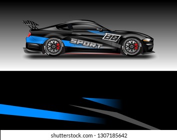 Car wrap decal design vector. Graphic abstract background kit designs for vehicle, race car, rally, livery