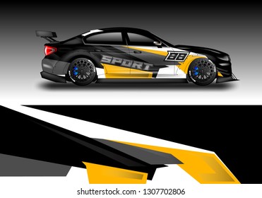 Car wrap decal design vector. Graphic vehicle, race car, rally, livery 