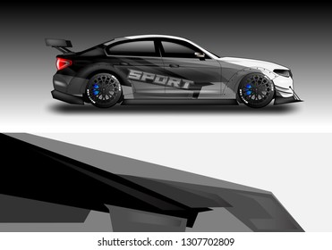Car wrap decal design vector. Graphic vehicle, race car, rally, livery 