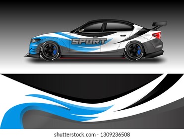 Car wrap decal design vector. Graphic abstract background kit designs for vehicle, race car, rally, livery, sport eps 10