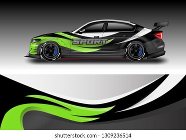 Car wrap decal design vector. Graphic abstract background kit designs for vehicle, race car, rally, livery, sport eps 10