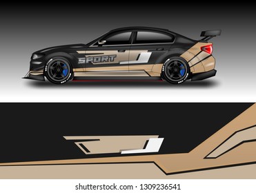 Car wrap decal design vector. Graphic abstract background kit designs for vehicle, race car, rally, livery, sport eps 10