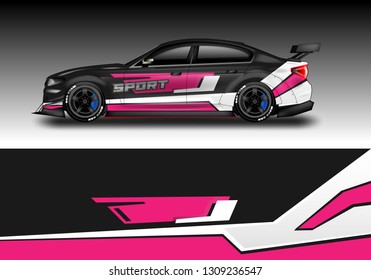 Car wrap decal design vector. Graphic abstract background kit designs for vehicle, race car, rally, livery, sport eps 10