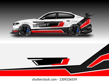 Car wrap decal design vector. Graphic abstract background kit designs for vehicle, race car, rally, livery, sport eps 10
