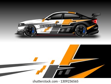 Car wrap decal design vector. Graphic abstract background kit designs for vehicle, race car, rally, livery, sport eps 10