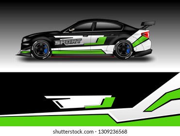 Car wrap decal design vector. Graphic abstract background kit designs for vehicle, race car, rally, livery, sport eps 10