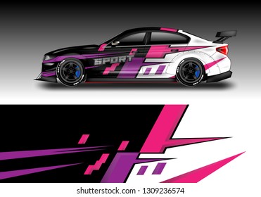 Car wrap decal design vector. Graphic abstract background kit designs for vehicle, race car, rally, livery, sport eps 10