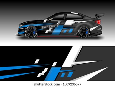 Car wrap decal design vector. Graphic abstract background kit designs for vehicle, race car, rally, livery, sport eps 10