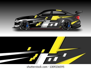 Car wrap decal design vector. Graphic abstract background kit designs for vehicle, race car, rally, livery, sport eps 10
