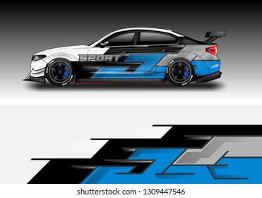 Car wrap decal design vector. Graphic abstract background kit designs for vehicle, race car, rally, livery, sport eps 10