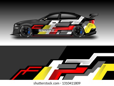 Car wrap decal design vector. Graphic abstract background luxury designs for vehicle, race car, rally, livery 