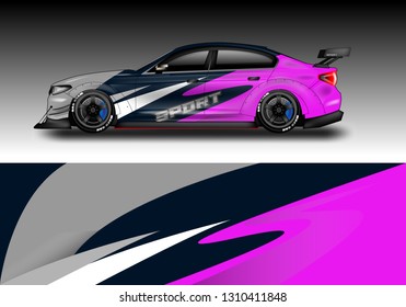 Car wrap decal design vector. Graphic abstract background luxury designs for vehicle, race car, rally, livery 
