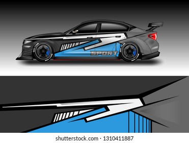 Car wrap decal design vector. Graphic abstract background luxury designs for vehicle, race car, rally, livery 