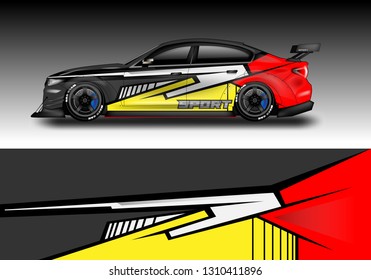 Car wrap decal design vector. Graphic abstract background luxury designs for vehicle, race car, rally, livery 