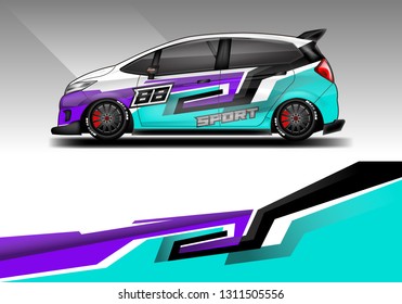 Car wrap decal design vector. Graphic abstract background luxury designs for vehicle, race car, rally, livery