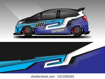 Car wrap decal design vector. Graphic abstract background luxury designs for vehicle, race car, rally, livery