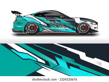 Car wrap decal design vector. Graphic abstract background kit designs for vehicle, race car, rally, livery, sport eps 10