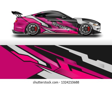 Car wrap decal design vector. Graphic abstract background kit designs for vehicle, race car, rally, livery, sport eps 10