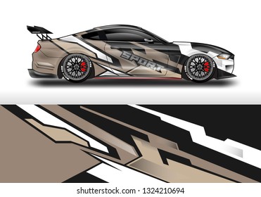 Car wrap decal design vector. Graphic abstract background kit designs for vehicle, race car, rally, livery, sport eps 10