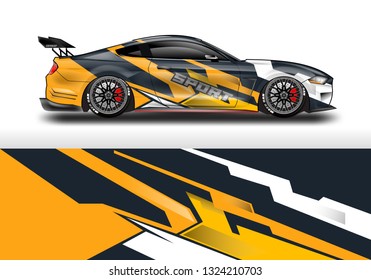 Car wrap decal design vector. Graphic abstract background kit designs for vehicle, race car, rally, livery, sport eps 10