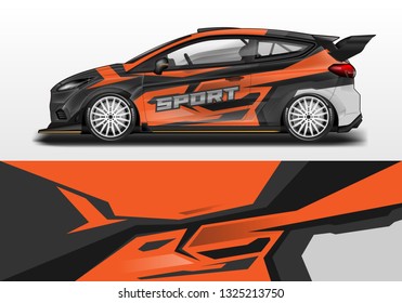 Car wrap decal design vector. Graphic abstract background kit designs for vehicle, race car, rally, livery, sport eps 10