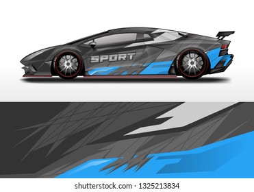 Car wrap decal design vector. Graphic abstract background kit designs for vehicle, race car, rally, livery, sport eps 10