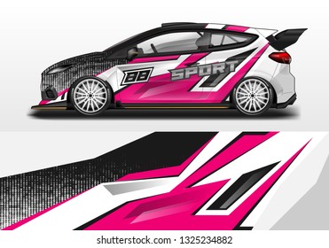 Car wrap decal design vector. Graphic abstract background kit designs for vehicle, race car, rally, livery, sport eps 10 