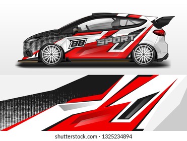 Car wrap decal design vector. Graphic abstract background kit designs for vehicle, race car, rally, livery, sport eps 10 
