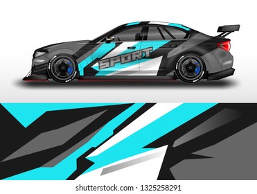 Car wrap decal design vector. Graphic abstract background kit designs for vehicle, race car, rally, livery, sport eps 10 