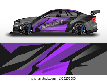 Car wrap decal design vector. Graphic abstract background kit designs for vehicle, race car, rally, livery, sport eps 10 