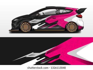 Car wrap decal design vector. Graphic abstract background kit designs for vehicle, race car, rally, livery, sport eps 10