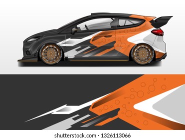 Car wrap decal design vector. Graphic abstract background kit designs for vehicle, race car, rally, livery, sport eps 10