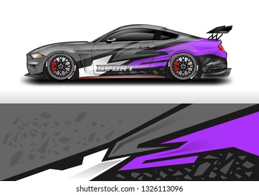Car wrap decal design vector. Graphic abstract background kit designs for vehicle, race car, rally, livery, sport eps 10