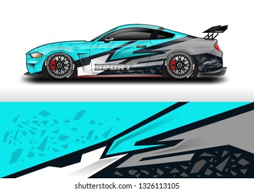 Car wrap decal design vector. Graphic abstract background kit designs for vehicle, race car, rally, livery, sport eps 10