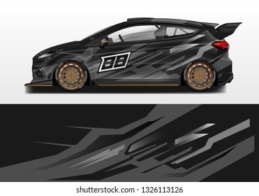 Car wrap decal design vector. Graphic abstract background kit designs for vehicle, race car, rally, livery, sport eps 10