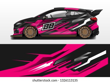 Car wrap decal design vector. Graphic abstract background kit designs for vehicle, race car, rally, livery, sport eps 10