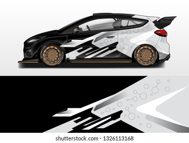 Car wrap decal design vector. Graphic abstract background kit designs for vehicle, race car, rally, livery, sport eps 10