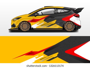 Car wrap decal design vector. Graphic abstract background kit designs for vehicle, race car, rally, livery, sport eps 10