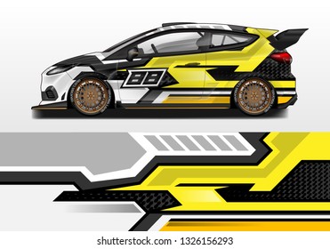 Car wrap decal design vector. Graphic abstract background kit designs for vehicle, race car, rally, livery, sport eps 10