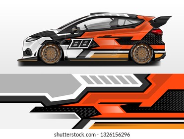 Car wrap decal design vector. Graphic abstract background kit designs for vehicle, race car, rally, livery, sport eps 10