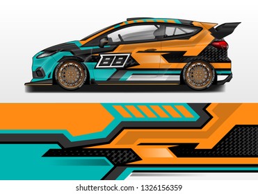 Car wrap decal design vector. Graphic abstract background kit designs for vehicle, race car, rally, livery, sport eps 10