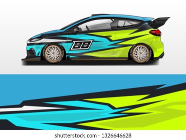 Car wrap decal design vector. Graphic abstract background kit designs for vehicle, race car, rally, livery, sport eps 10