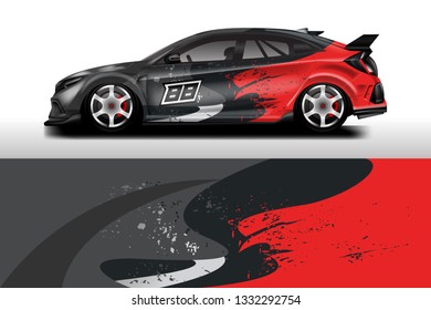 Car wrap decal design vector. Graphic abstract background kit designs for vehicle, race car, rally, livery
